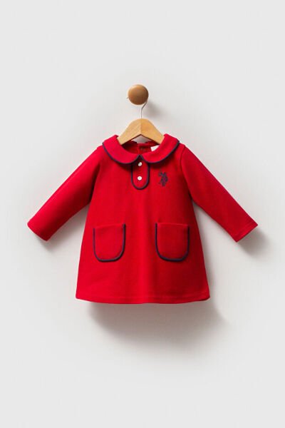 U.S.Polo Assn Kız Bebek Pike Elbise 6-9 - Pembe