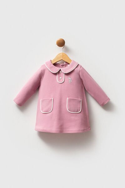 U.S.Polo Assn Kız Bebek Pike Elbise 6-9 - Pembe