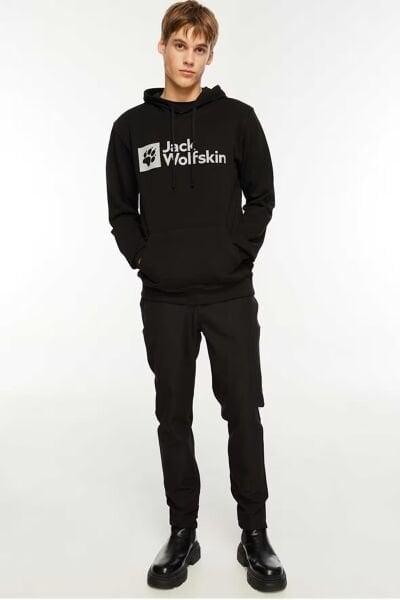 Jack Wolfskin ARTHUR HOODY M Erkek Sweatshirt Siyah - L
