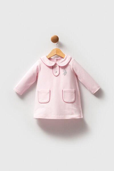 U.S.Polo Assn Kız Bebek Pike Elbise 6-9 - Pembe