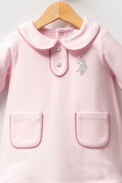 U.S.Polo Assn Kız Bebek Pike Elbise 6-9 - Pembe
