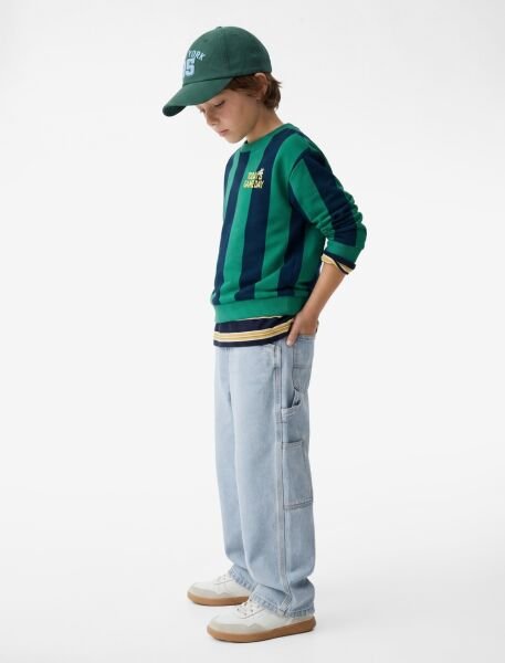 Koton Yeşil Çizgili Sweatshirt 6Skb10307Tk Yeşil - 9-10