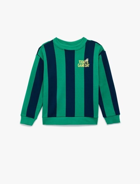 Koton Yeşil Çizgili Sweatshirt 6Skb10307Tk Yeşil - 9-10