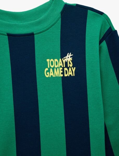 Koton Yeşil Çizgili Sweatshirt 6Skb10307Tk Yeşil - 9-10