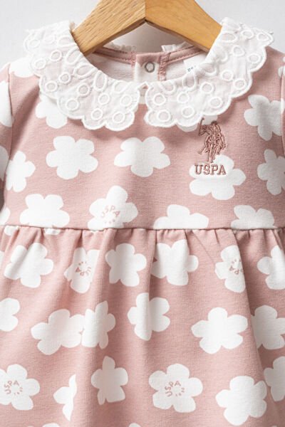 U.S.Polo Assn Kız Bebek Elbise 6-9 - Pudra