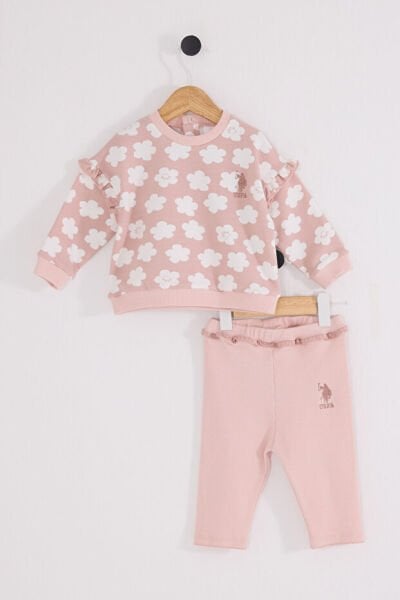 U.S.Polo Assn Kız Bebek 2 li Takım 6-9 - Pudra