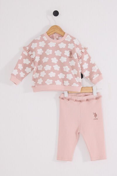 U.S.Polo Assn Kız Bebek 2 li Takım 6-9 - Pudra