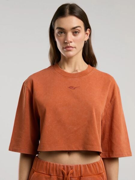 Everlast Bronx 1910 Oversize Turuncu Crop Kadın Tişört TW0014 Turuncu - L
