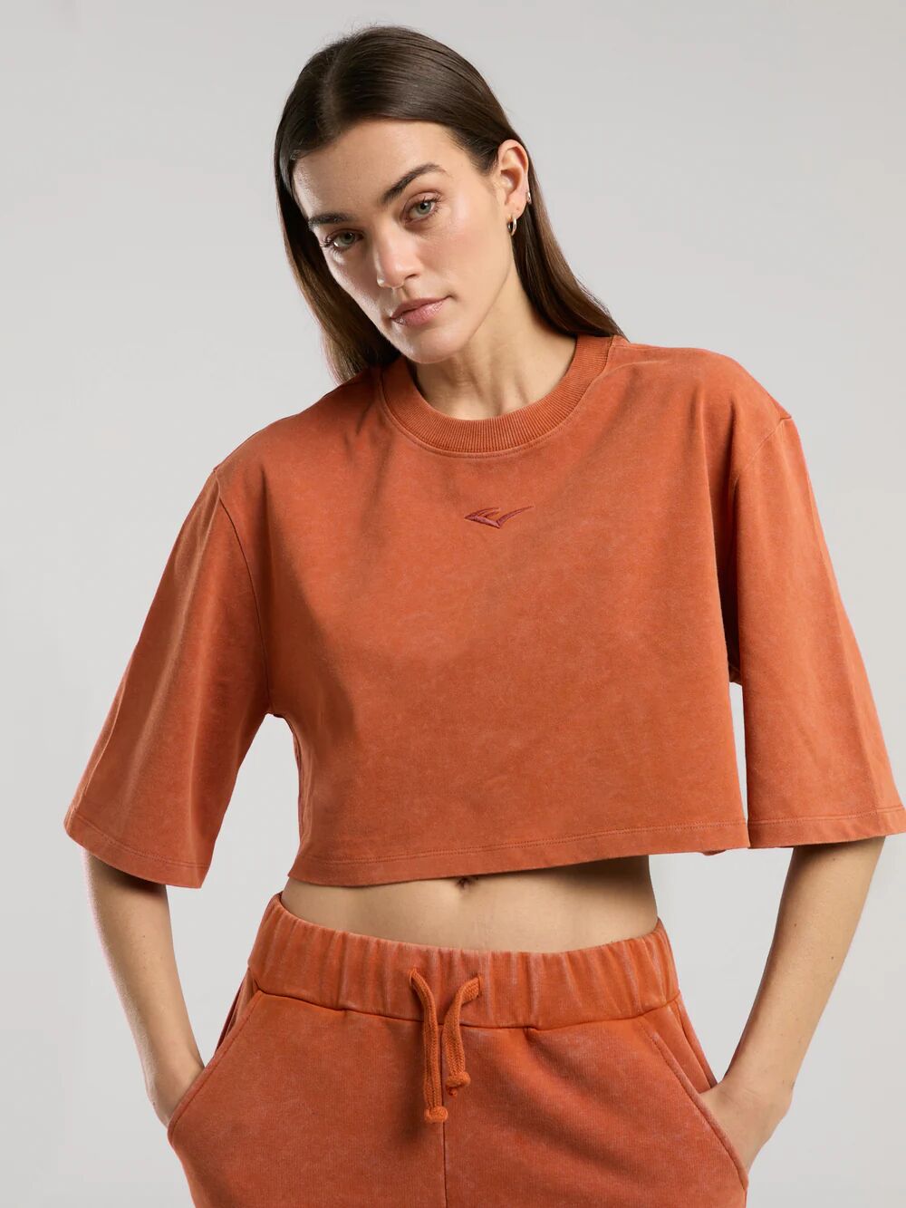 Everlast Bronx 1910 Oversize Turuncu Crop Kadın Tişört TW0014 Turuncu - L