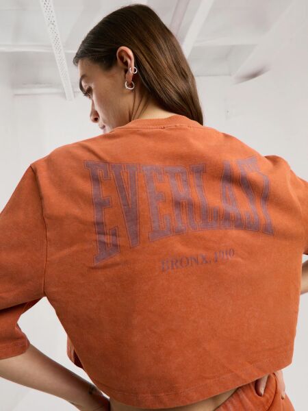 Everlast Bronx 1910 Oversize Turuncu Crop Kadın Tişört TW0014 Turuncu - L