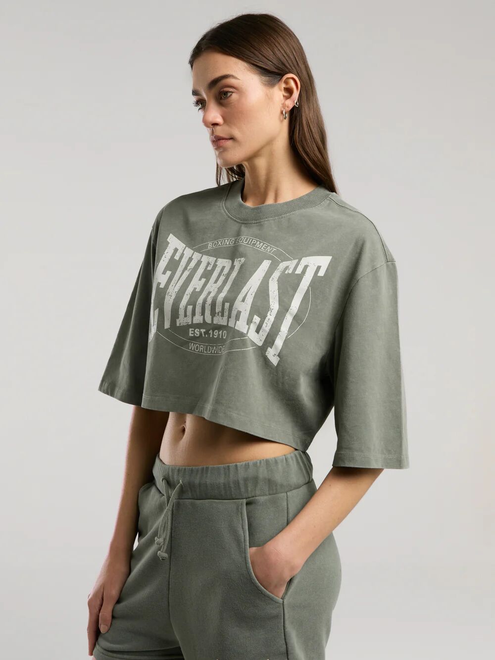 Everlast Authentic Boxing Wmn Kadın Crop Tişört TW0011 Antrasit - L