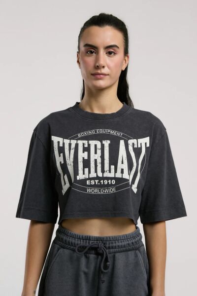 Everlast Authentic Boxing Wmn Kadın Crop Tişört TW0011 Antrasit - XS