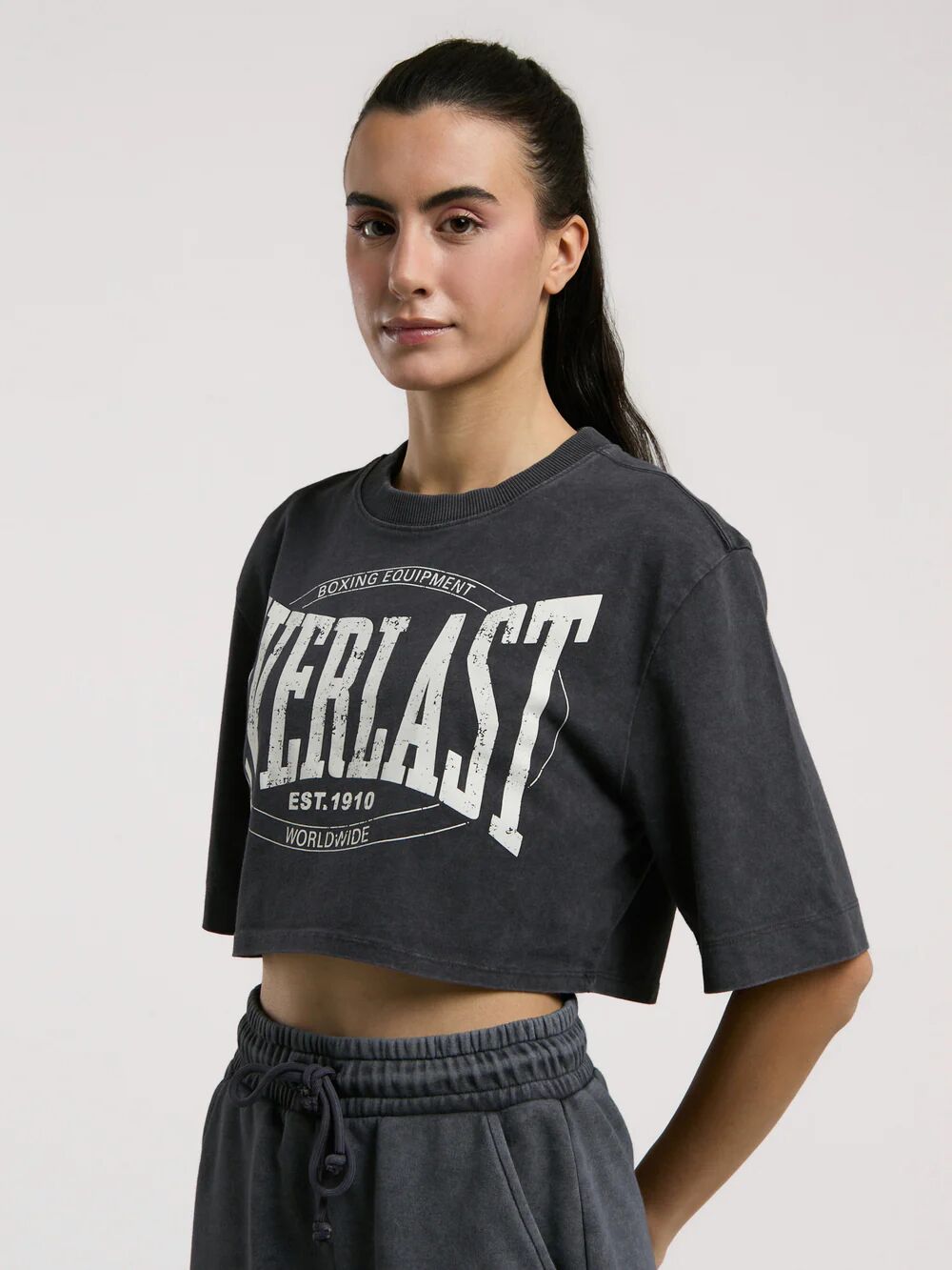 Everlast Authentic Boxing Wmn Kadın Crop Tişört TW0011 Antrasit - S