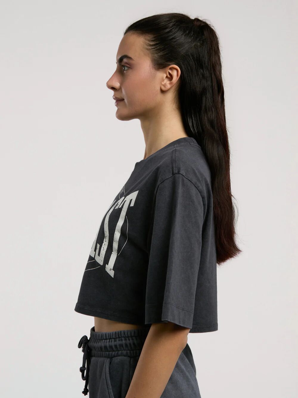 Everlast Authentic Boxing Wmn Kadın Crop Tişört TW0011 Antrasit - L