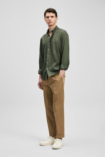 Lufian Pitaya Erkek Keten Gömlek Comfort Fit 111010654 Haki - XXL