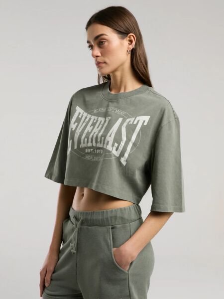 Everlast Authentic Boxing Wmn Kadın Crop Tişört TW0011 Haki - L