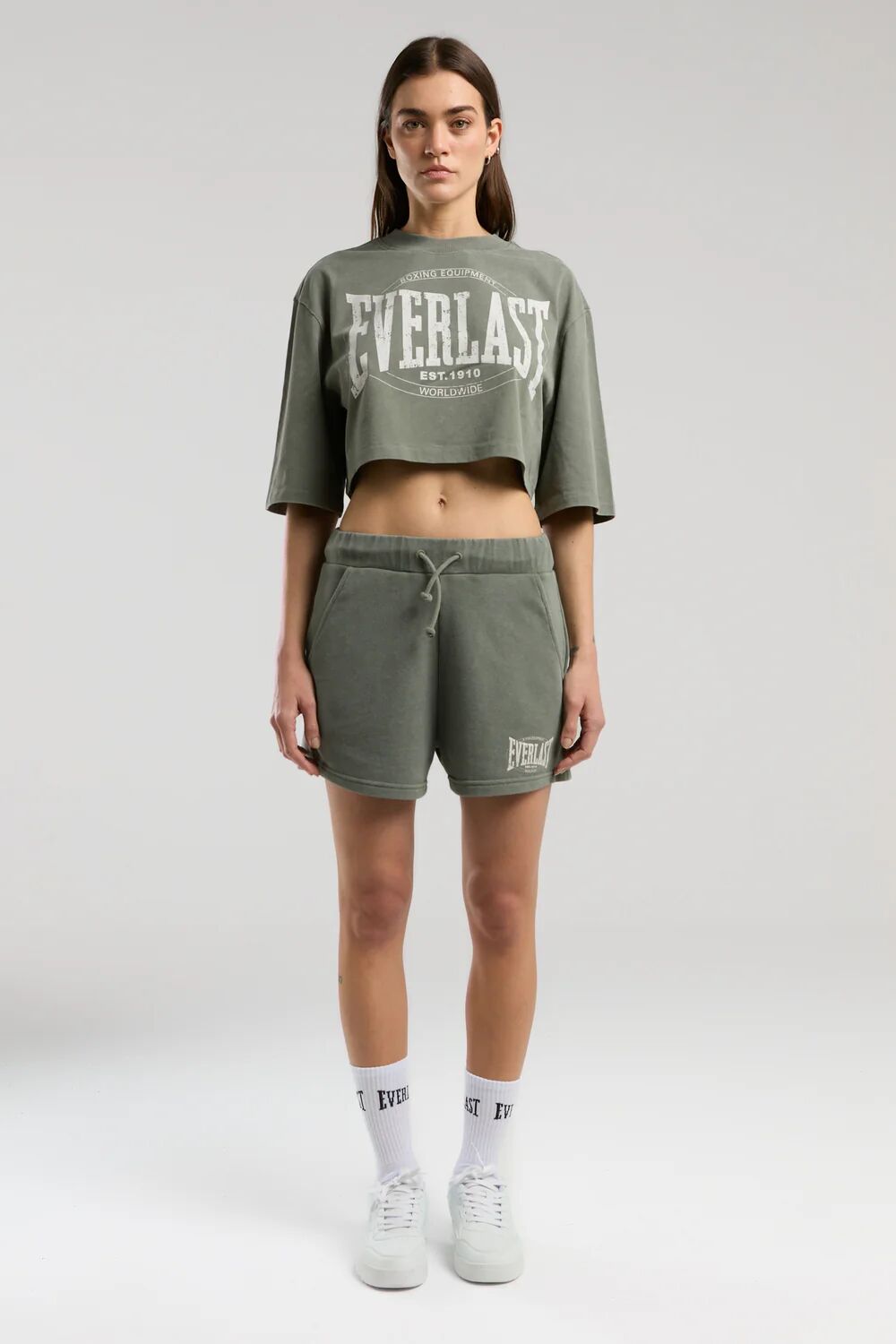 Everlast Authentic Boxing Wmn Kadın Crop Tişört TW0011 Haki - L