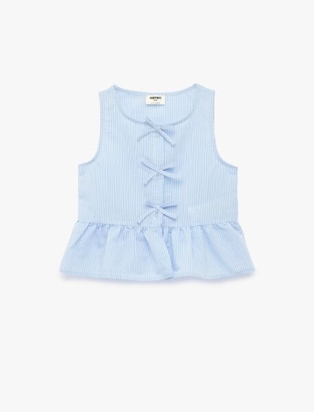 Koton Mavi Çizgili Gömlek 6Skg60003Ew Mavi - 9-10