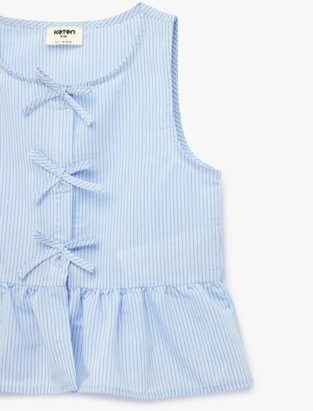 Koton Mavi Çizgili Gömlek 6Skg60003Ew Mavi - 9-10