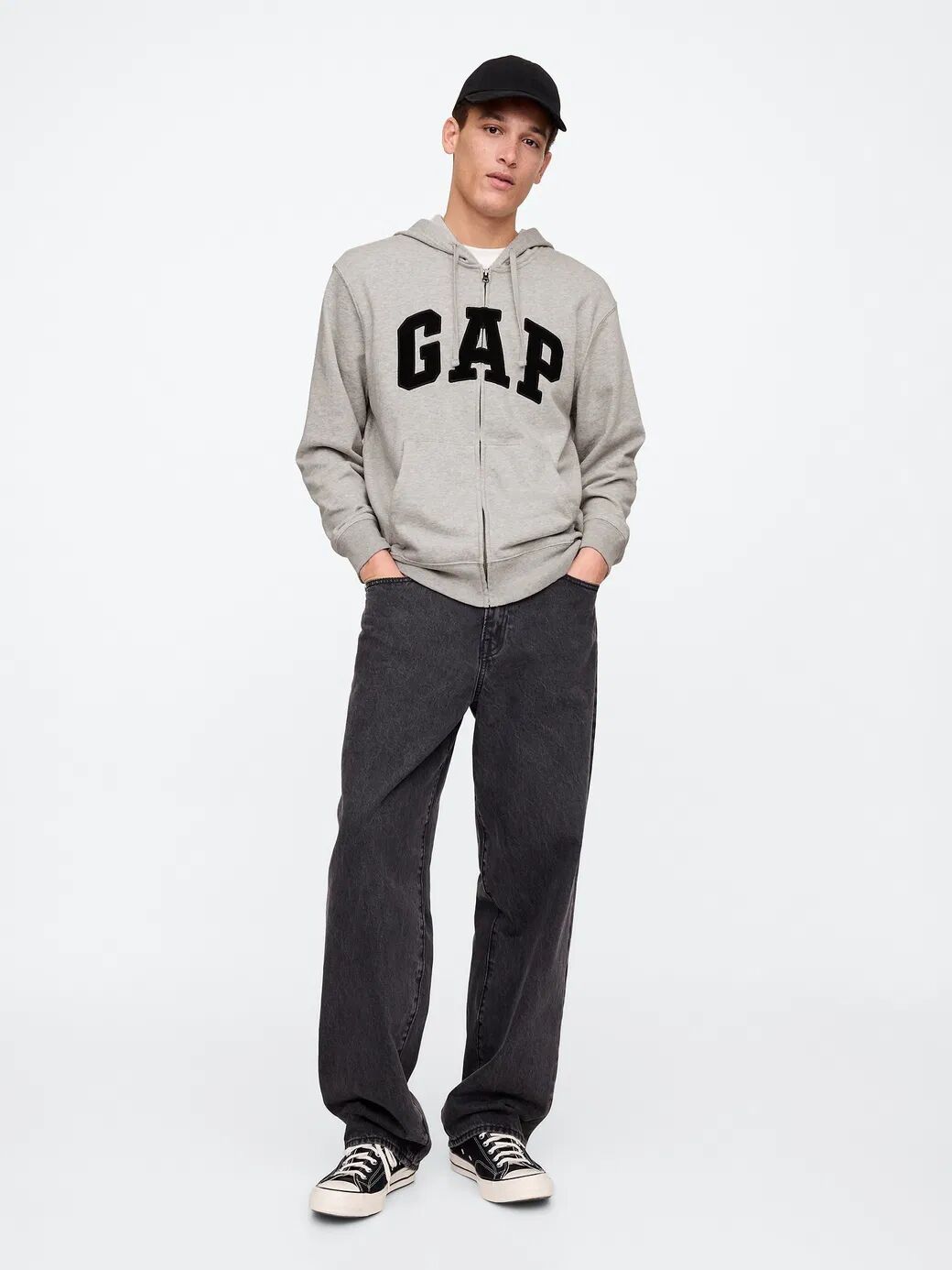 Gap Erkek Sweatshirt V-FRCH FT HERITAGE LOGO FZ Gri - XXL