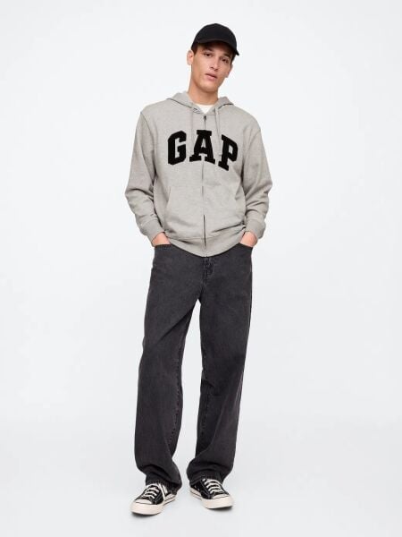 Gap Erkek Sweatshirt V-FRCH FT HERITAGE LOGO FZ Gri - XXL