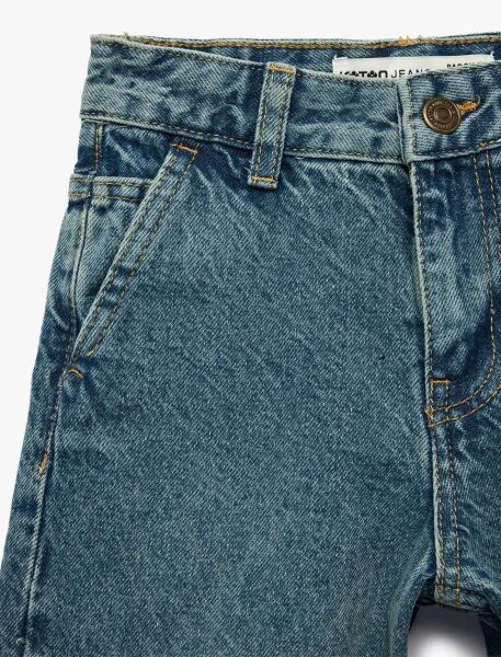 Koton Erkek Çocuk Pamuklu Cepli Baggy Denim Pantolon 6Skb40046Td 9-10 - Petrol