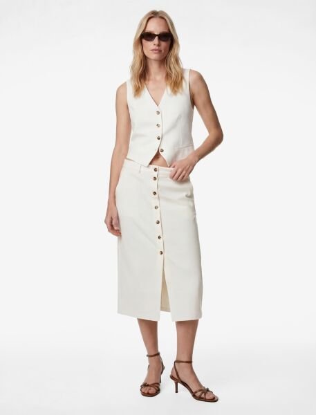 Koton Kırık Beyaz Etek 6Sak70003Uw Beyaz - 42