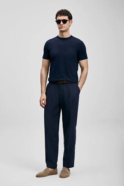 Lufian Tino Erkek Modal Karışımlı Yarım Kollu Kazak 111090156 Siyah - 3XL