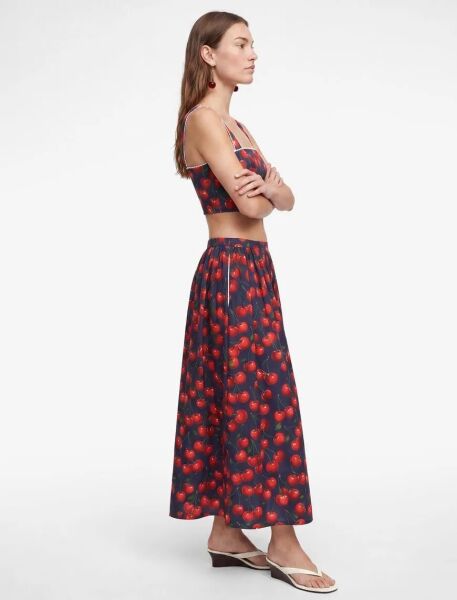 Koton X Sibil Çetinkaya - Pamuklu Poplin Dantel Detaylı Kiraz Baskılı Askılı Crop Büstiyer