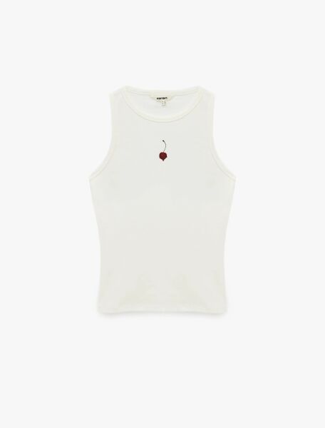 Koton X Sibil Çetinkaya - Pamuklu Halter Yaka Kolsuz Kiraz Baskılı Top