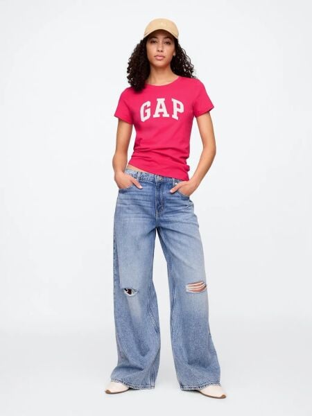 Gap Kadın T-shirt V-SS LOGO CLASSIC TEE Kırmızı - XL