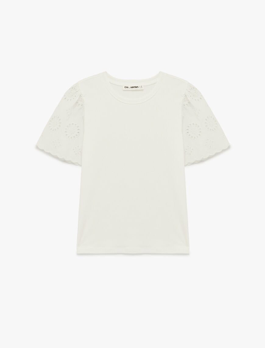 Koton Ekru Tişört 6Sal10026Ik XS - Ekru