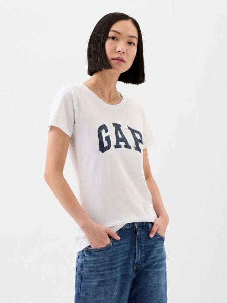 Gap Kadın T-shirt V-SS LOGO CLASSIC TEE Beyaz - XS