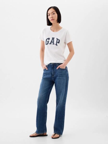 Gap Kadın T-shirt V-SS LOGO CLASSIC TEE Beyaz - XS