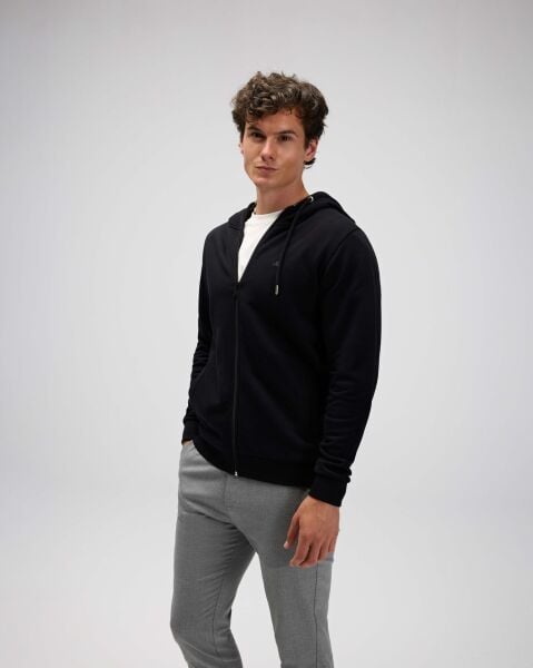 Ellesse Erkek Fermuarlı Kapüşonlu Sweat EM555 Siyah - XXL