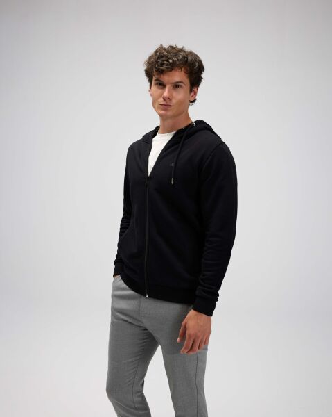 Ellesse Erkek Fermuarlı Kapüşonlu Sweat EM555 Siyah - XXL