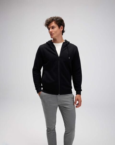 Ellesse Erkek Fermuarlı Kapüşonlu Sweat EM555 Siyah - XXL