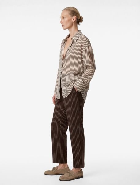 Koton Kahverengi Çizgili Gömlek 6Sak60319Uw Kahverengi - 44