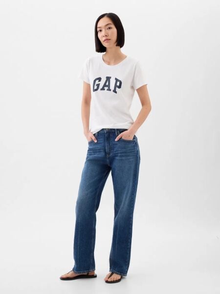 Gap Kadın T-shirt V-SS LOGO CLASSIC TEE Beyaz - XL