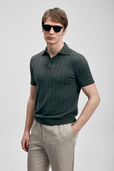 Lufian Bold Erkek Pamuklu Kazak 111090137 L - NEFTİ YEŞİL