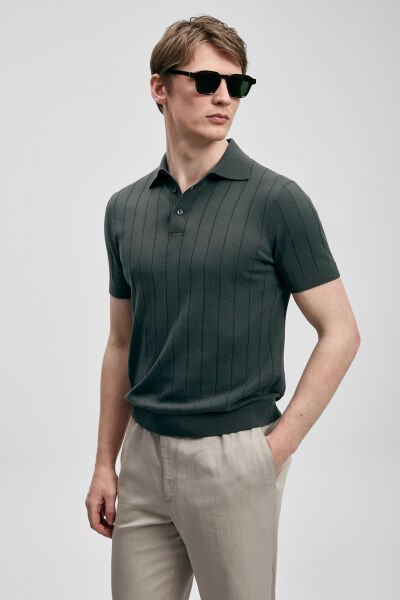 Lufian Bold Erkek Pamuklu Kazak 111090137 L - NEFTİ YEŞİL