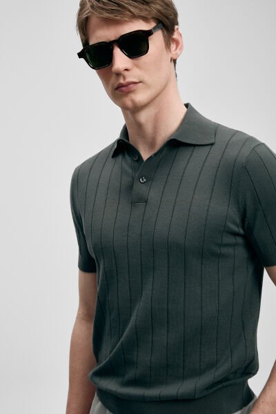 Lufian Bold Erkek Pamuklu Kazak 111090137 XL - NEFTİ YEŞİL