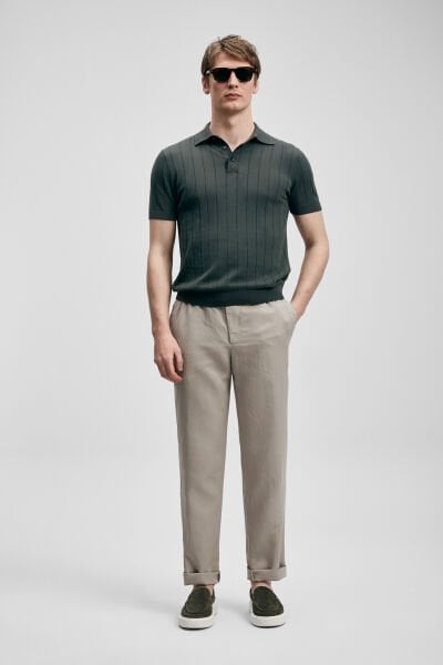 LUFİAN Bold Erkek Pamuklu Kazak 111090137 XL - NEFTİ YEŞİL