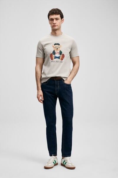 Lufian Teddy Modern Grafik T- Shirt 111020305 XXL - Taş