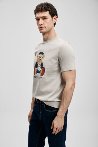 Lufian Teddy Modern Grafik T- Shirt 111020305 XXL - Taş