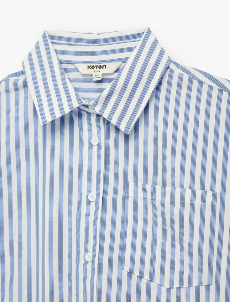 Koton Mavi Çizgili Gömlek 6Skg60032Aw Mavi - 9-10