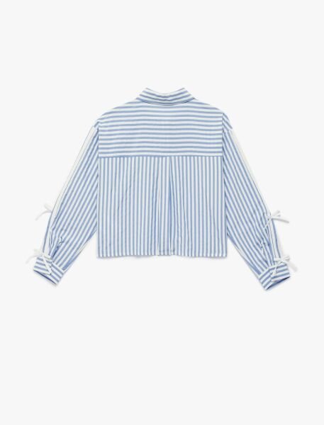 Koton Mavi Çizgili Gömlek 6Skg60032Aw Mavi - 9-10