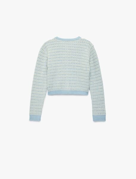 Koton Mavi Ekose Triko Hırka 6Skg90027Ht Mavi - 9-10