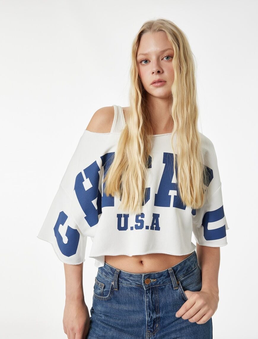 Koton Ekru Tişört 6Sal10017Ik XS - Ekru