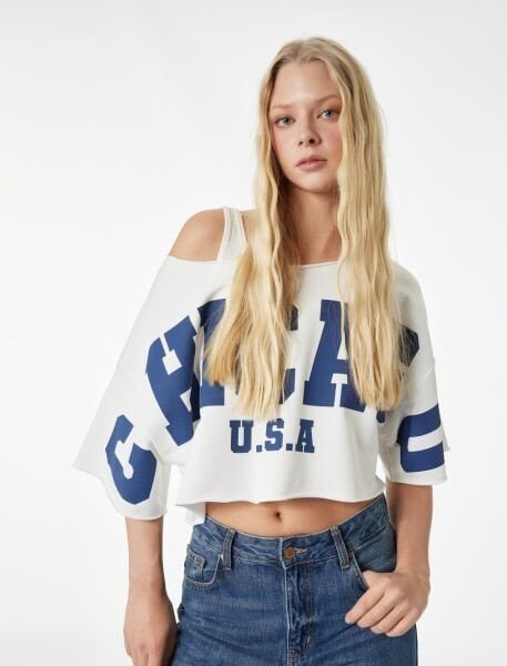 Koton Ekru Tişört 6Sal10017Ik XS - Ekru